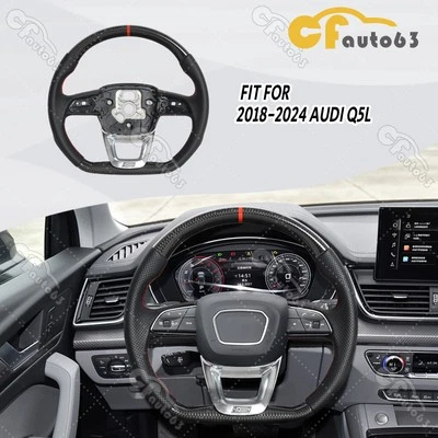 Real Carbon Fiber Steering wheel w/Trim For Audi Q5 SQ5 Q7 SQ7 Q8 SQ8 2018-2024 - Image 1 of 4