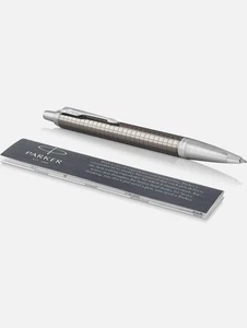 Parker IM Ballpoint Pen Premium Dark Espresso Chiselled Medium Point Blue Ink - Picture 1 of 2