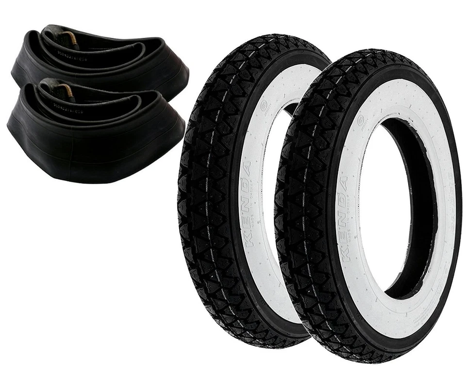 2x Reifen 3.50-10 Kenda Weißwand + Schlauch passend für Vespa PX, Rally, T5 Satz - Bild 1 von 1