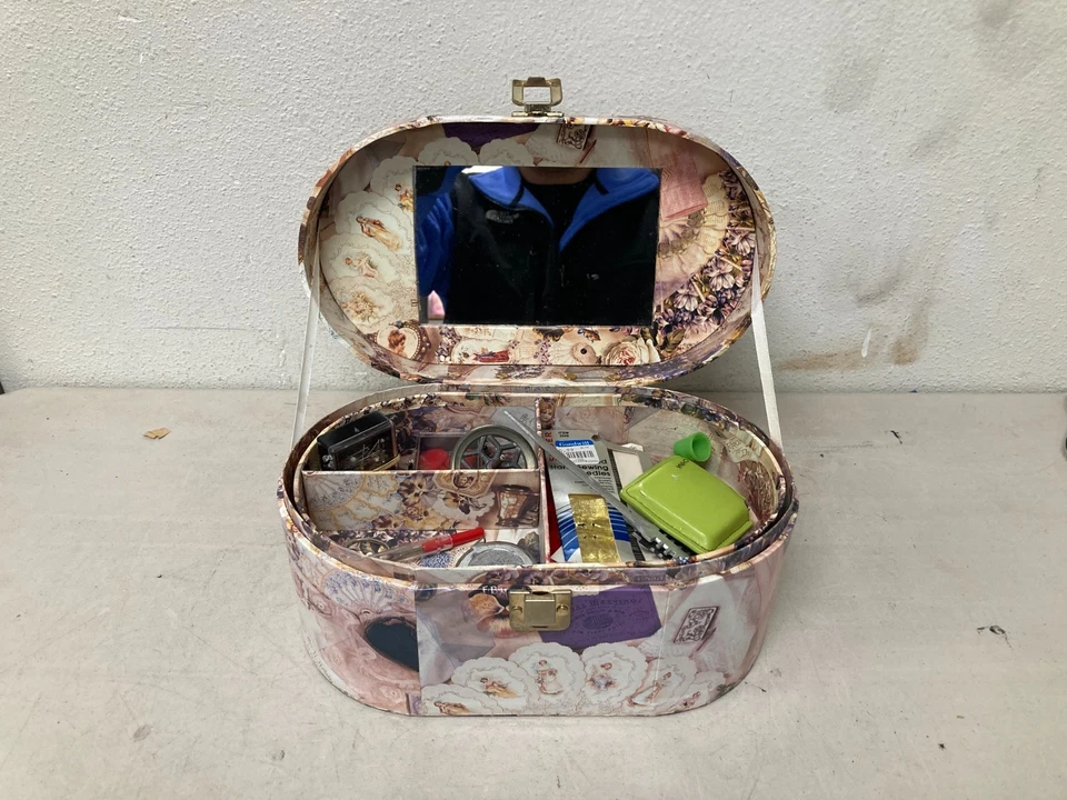 Estojo de trem cosmético Tri Coastal Makeup com bandeja e espelho vaidade caixa de joias - Imagem 1 de 4