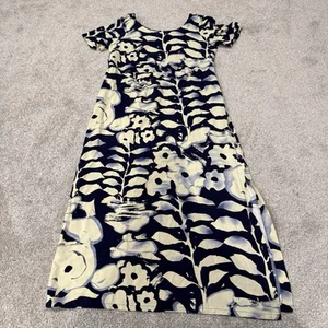 Vintage Jams World Hawaii Sky Flower Short Sleeve Maxi Midi Rayon Dress Aloha M - Picture 1 of 8