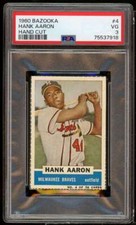 Hank Aaron Card 1960 Bazooka Hand Cut #4 PSA 3