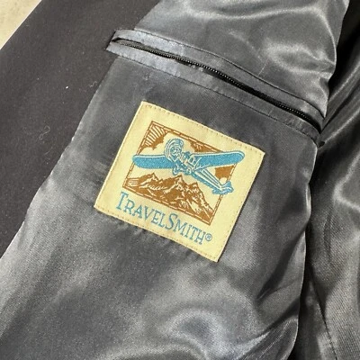 Blazer Travel Smith Masculino 38R Preto Ombreiras com Peito Único Forrado Carreira - Imagem 1 de 4