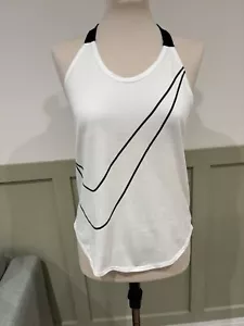 Nike Dri-Fit Tanktop weiß lockere Passform Racerback Big Swoosh Damen XS Fitnessstudio UK 6+ - Bild 1 von 5