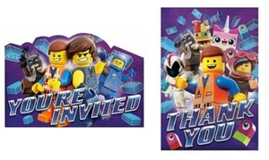 The Lego Movie 2, Birthday Party Invitations & Thank You Cards Lot/Set 8 of Each - Picture 1 of 5