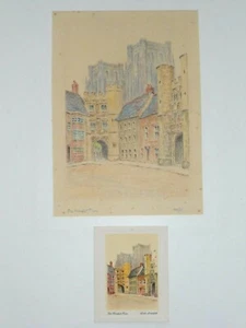Original De Reszke Cigarette Card Artwork (1928) Market Place, Wells, Somerset - Picture 1 of 6
