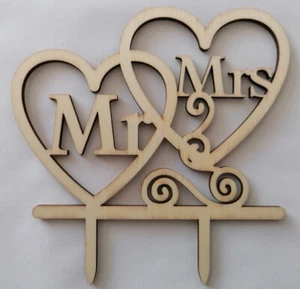 DEKOSTECKER in HOLZLOOK MR & MRS Tortenstecker Tisch Brautpaar Hochzeit NEUWARE - Bild 1 von 1