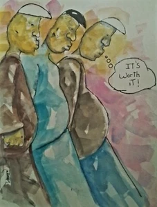 8.5x11 African American Painting" It's Worth It":- R Doward Fine Art - Picture 1 of 1