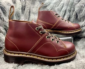 Dr Martens Church Monkey Oxblood/Cherry-Red Smooth Leather Ankle Boots WMNS SZ 5 - Picture 1 of 18