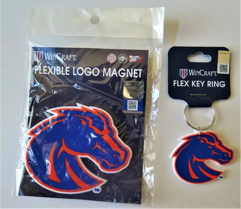 BOISE STATE BRONCOS, FLEXIBLE MAGNET AND KEY RING FROM WINCRAFT (ONE EACH) Cover