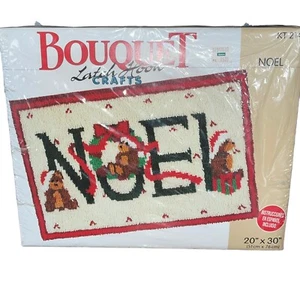 Bouquet Latch Hook Kit Noel 20" X 30”RUG KIT Kit#214 Vintage New Sealed Box HTF - Picture 1 of 4