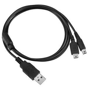 2 in 1 USB  Cavo di alimentazione  per Nintendo DSi DS Lite NEW 3DS e NEW 3ds XL - Picture 1 of 2