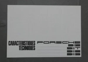 1969 Porsche 911 T/E/S 912 "Caracteristiques Techniques" French Sales Brochure - Bild 1 von 7