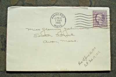 US SC 501 AMHERST, MASS POSTAL HISTORY COVER 1919 - Image 1 of 3