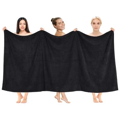 Oversized 100% Cotton Bath Sheet 40"x80" Turkish Towel Black Extra Large - Image 1 of 4