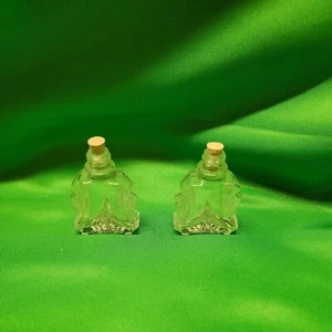 Vintage MINIATUR Glasflaschen 2 Stück Art Deco Parfum mit Korken - Bild 1 von 4