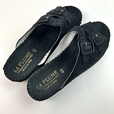 La Plume 40 (9.5-10) Leather Made in Italy Sandals Double Buckle Slide Sandals - Image 1 of 4