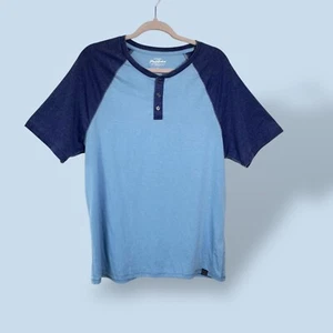 NEW Flag And Anthem Chatham Vintage Soft Henley Raglan Blue Men's Size Medium - Picture 1 of 7