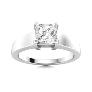 Engagement Ring Princess 1 Ct IGI Lab Created Diamond 18K White Gold Band - Picture 1 of 10