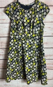 DRESS SIZE 14 A-LINE FIT FLARE SHORT SLEEVE POLKA DOT GREEN BLACK TU WOMENS 3731 - Picture 1 of 9