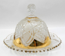 ANTIQUE 1897 DUNCAN MILLER EAPG GOLD ACCENTS SCALLOPED SIX POINT BUTTER DISH