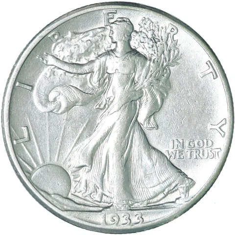 1933 S Walking Liberty Half Dollar 90% Silver AU Cleaned See Pics E376 Cover