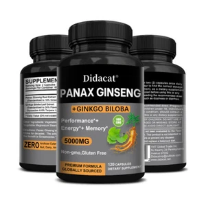 Panax Ginseng 5000mg-Ginkgo Biloba-Performance + Energy+ Memory-Immune Support - Bild 1 von 13