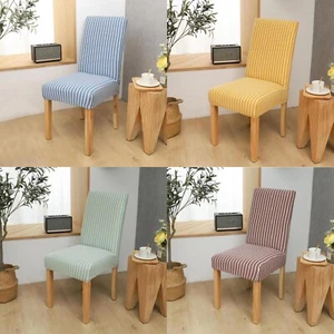 Stripe Dining Chair Covers Washable Stretch Chair Slipcover Removable Cover - Picture 1 of 15