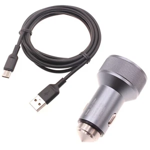 Car Charger 24W Fast 2-Port 6ft USB-C Cable DC Socket Power for SmartPhones - Picture 1 of 6