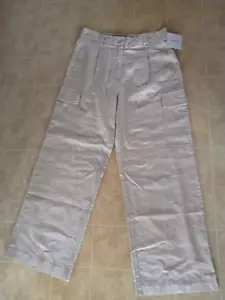 Pantalone Ellen Tracy beige misto lino vestibilità regolare tasche taglia M NUOVO - Foto 1 di 4