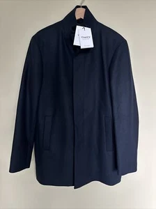 $595 Theory Men’s Textured 65% Wool Coat XL Dark Navy Essential Renew Melton - Picture 1 of 6