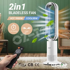 Bladeless Tower Fan 2 In 1 Heater Cool Hot Oscillating Heating Timing with LED - Picture 1 of 12