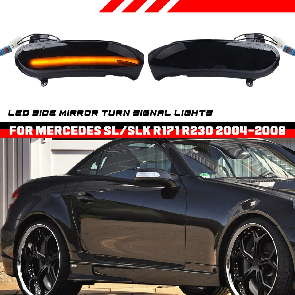 Espejo retrovisor lateral LED secuencial para Benz SLK SL R171 W171 R230 W230 Foto 1 de 4