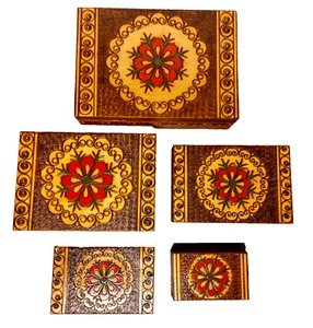 5er Set Holzschatuellen - Deko Kisten / Vintage / stapelbar / Schlüssel - Bild 1 von 6
