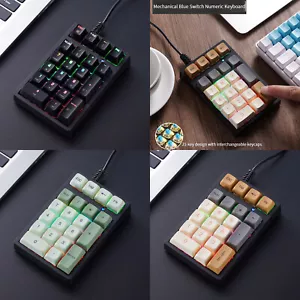 Mini USB Mechanical Numeric Keypad RGB Backlight Wired 21 Keys Numpad Keyboard - Picture 1 of 15