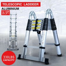 16.5FT Aluminium Ladders Telescoping Multi-Purpose Extension Folding Step Ladder