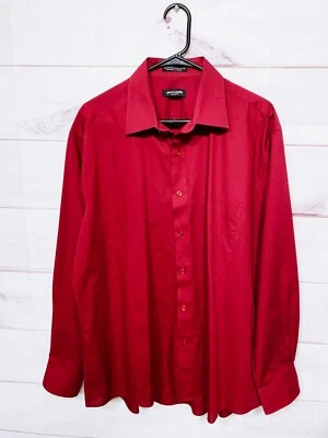 Pierre Cardin Mens Shirt Size XL Slim Fit Red Button Up Pocket Long Sleeve - Image 1 of 4
