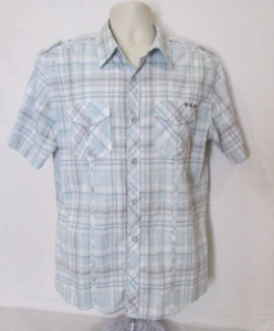 Hebilla BKE para hombre mediana azul occidental. Camisa con botones a cuadros gris y blanca - Imagen 1 de 9
