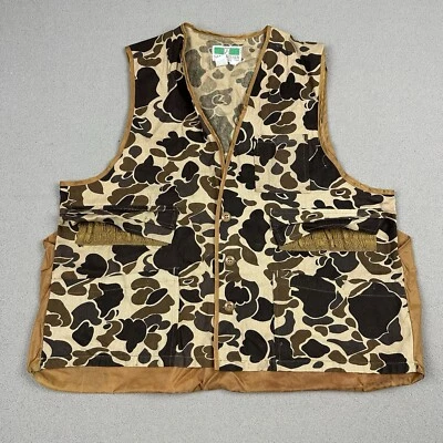 Vintage Game Winner Camo Hunting Vest Mens XL Canvas Fowl Duck Camouflage - Image 1 of 4