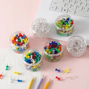 Colored Push Pin Thumb Tack Plastic Head Metal Point Durable Anti-Rust Re-usable - Picture 1 of 23