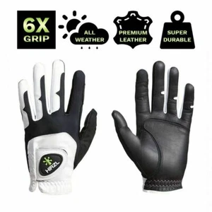 HIRZL Men's Golf Gloves - Grippp Fit, Premium Leather, White/Black, Swiss Design - Picture 1 of 14