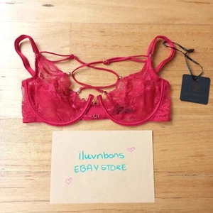 ❣️ Honey Birdette 10DD AMY Bra red 32DD BNWT Sheer strappy sexy lingerie ❣️ - Picture 1 of 5