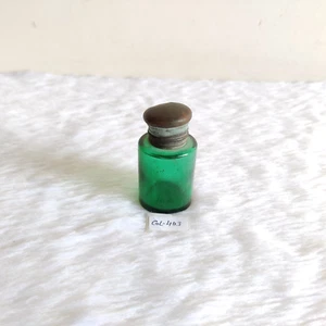 19c Vintage Victorian Green Smaragd Glas Parfüm Flakon Messingverschluss GL403 - Bild 1 von 9