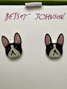 Betsey Johnson Französische Bulldogge / Boston Terrier Hund Ohrstecker Neu - Bild 1 von 8
