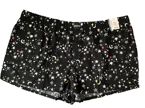 JOYSPUN SLEEPWEAR Black Soot Star Print Woven Elastic Waist Shorts Sz 3X* - Picture 1 of 6