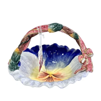 Угловой рубиновый сад коллекции фарфора конфеты блюдо синий и желтый анютины глазки розовый бант - Изображение 1 из 3