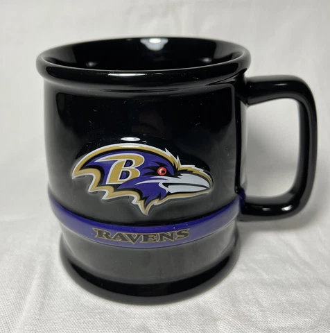 Baltimore Ravens NFL Football Embossed Raised Logo Black Coffee Cup Mug Cover