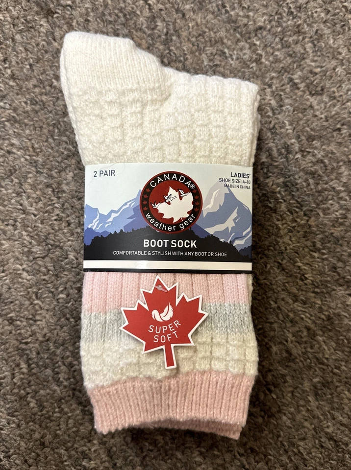 Women Boot Socks CANADA WEATHER GEAR Super Soft 2 Pairs Shoes Size 4-10