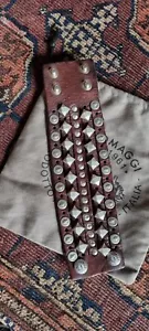 SPECIAL! Italian CAMPOMAGGI Leather Studded Bracelet-Dark Brown ! - Picture 1 of 5