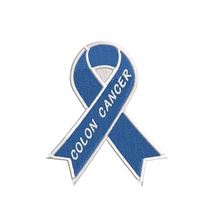 Colon Cancer Awareness Support Ribbon Blue Patch Embroidered Iron-on Applique - Picture 1 of 12